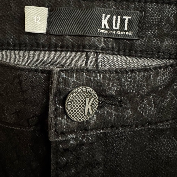 Kut From The Kloth Mia High Rise Ankle Toothpick Skinny Black Snakeskin Size 12 - Picture 5 of 11